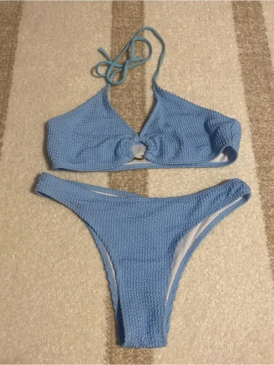 Light Blue Textured Bikini Set - Picture 1 of 2